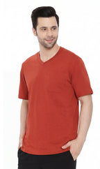 Men's Heavyweight Short Sleeve V-Neck T-Shirt with Chest Pocket