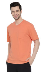 Men's Heavyweight Short Sleeve V-Neck T-Shirt with Chest Pocket