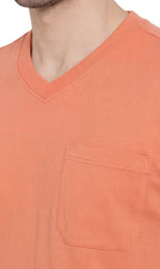 Men's Heavyweight Short Sleeve V-Neck T-Shirt with Chest Pocket