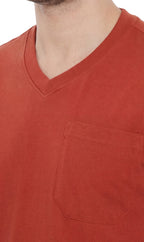 Men's Heavyweight Short Sleeve V-Neck T-Shirt with Chest Pocket