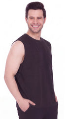 Men's Heavyweight Sleeveless Crew Neck T-Shirt with Chest Pocket