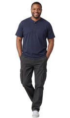 Men's Short Sleeve Henley T-Shirt with 3-Button Placket and Chest Pocket