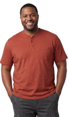 Men's Short Sleeve Henley T-Shirt with 3-Button Placket and Chest Pocket