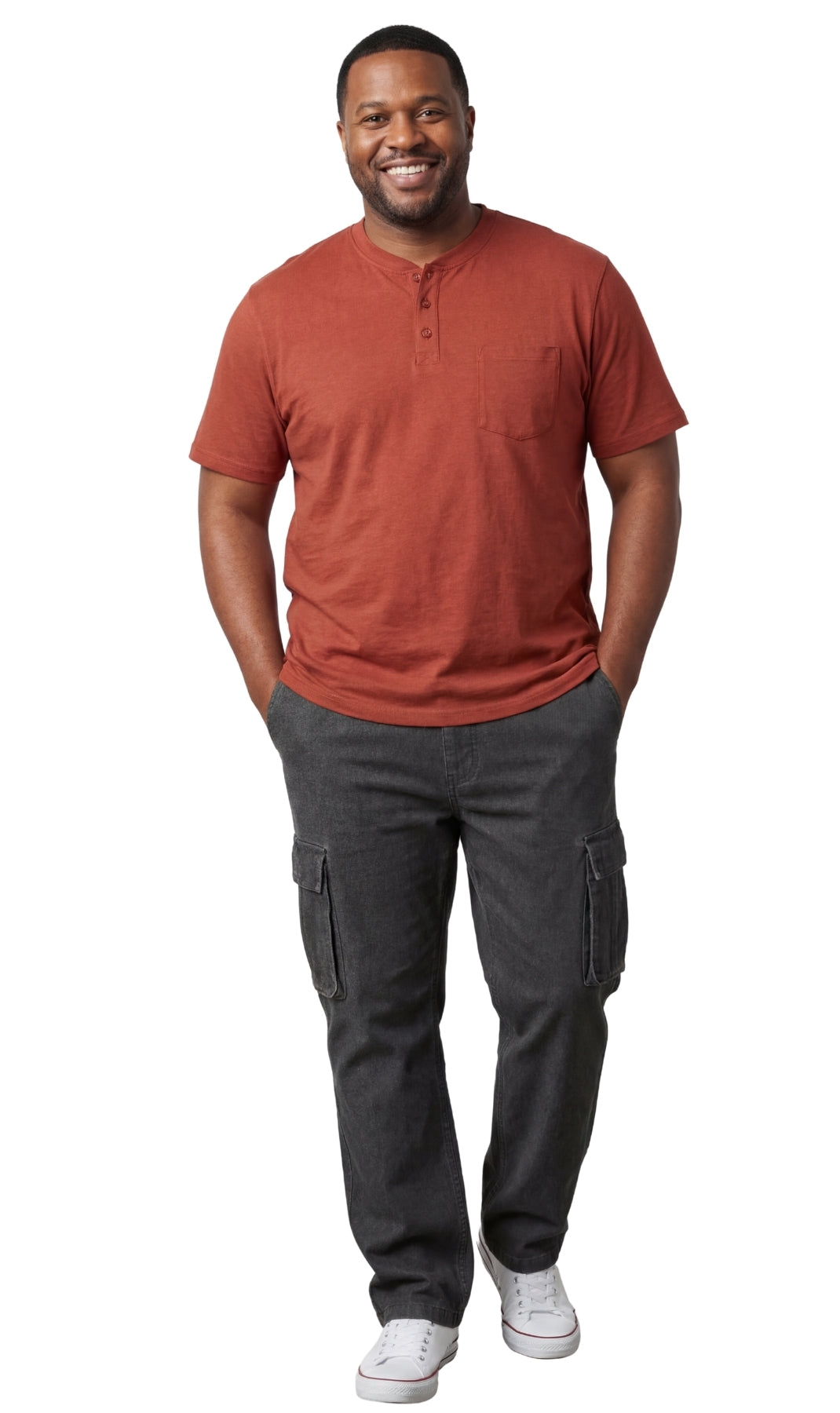 Men's Short Sleeve Henley T-Shirt with 3-Button Placket and Chest Pocket