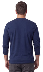 Men's Long Sleeve Henley Shirt — Cotton Blend 3-Button Placket with Pocket