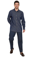 Men's Western Snap Button Shirt — Denim and Twill with Stitched Yoke