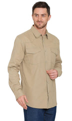 Men's Western Snap Button Shirt — Denim and Twill with Stitched Yoke