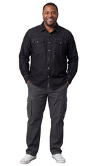 Men's Western Snap Button Shirt — Denim and Twill with Stitched Yoke