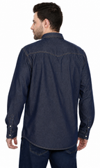 Men's Western Snap Button Shirt — Denim and Twill with Stitched Yoke