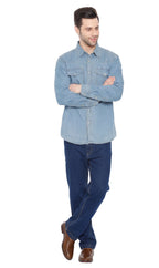Men's Western Snap Button Shirt — Denim and Twill with Stitched Yoke