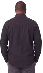 Men's Western Snap Button Shirt — Denim and Twill with Stitched Yoke