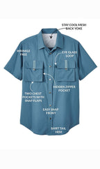 Men's Short Sleeve Explorer Shirt — Snap Front with Multi-Pockets and Back Mesh