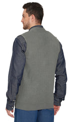 Men's Button Front Rib Knit Sweater Vest with Pockets — Relaxed Fit