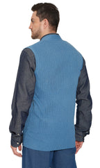 Men's Button Front Rib Knit Sweater Vest with Pockets — Relaxed Fit