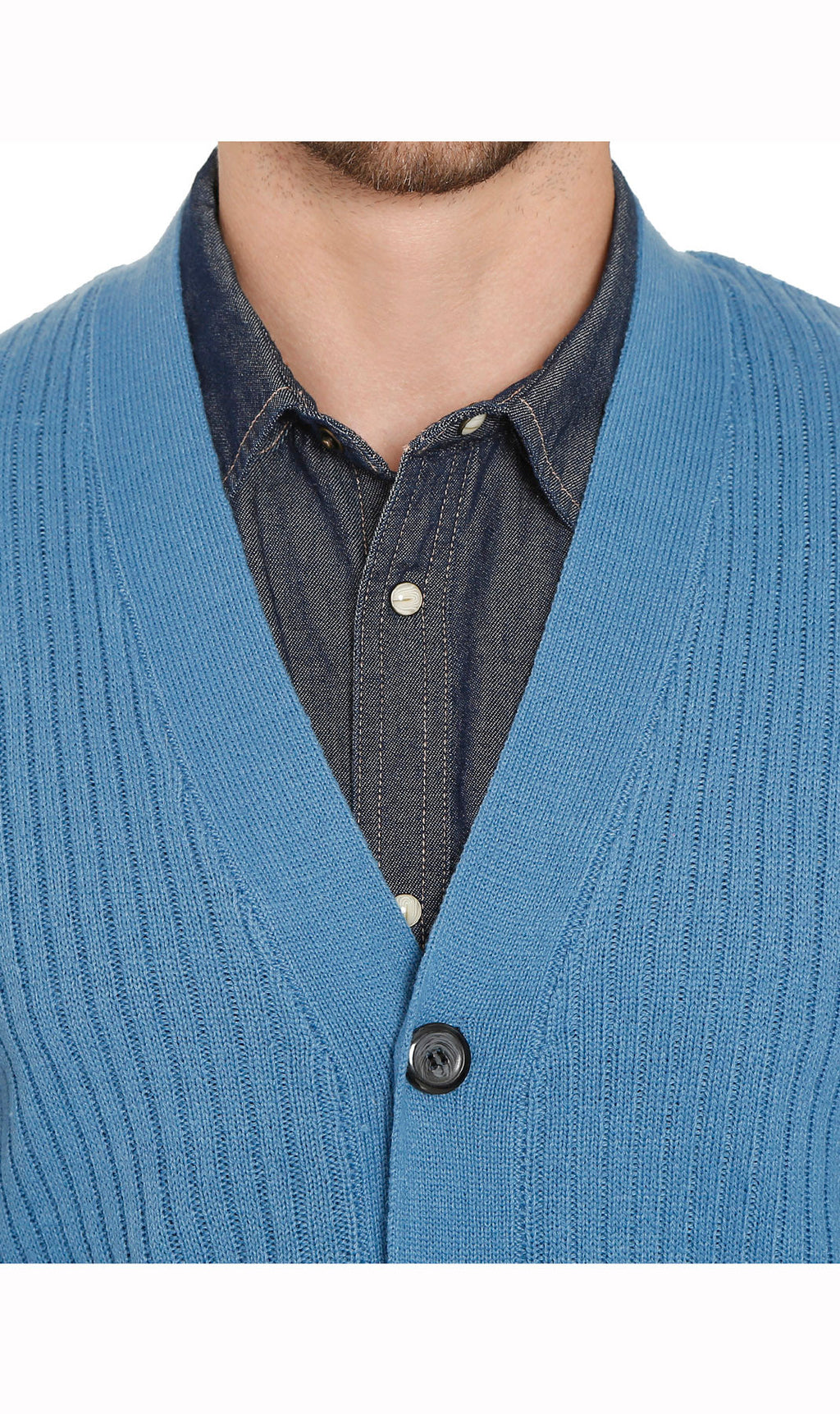 Men's Button Front Rib Knit Sweater Vest with Pockets — Relaxed Fit