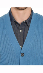 Men's Button Front Rib Knit Sweater Vest with Pockets — Relaxed Fit