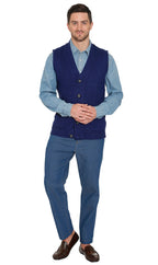 Men's Button Front Rib Knit Sweater Vest with Pockets — Relaxed Fit