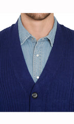 Men's Button Front Rib Knit Sweater Vest with Pockets — Relaxed Fit