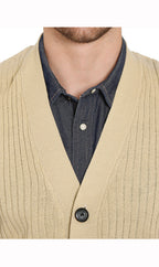 Men's Button Front Rib Knit Sweater Vest with Pockets — Relaxed Fit