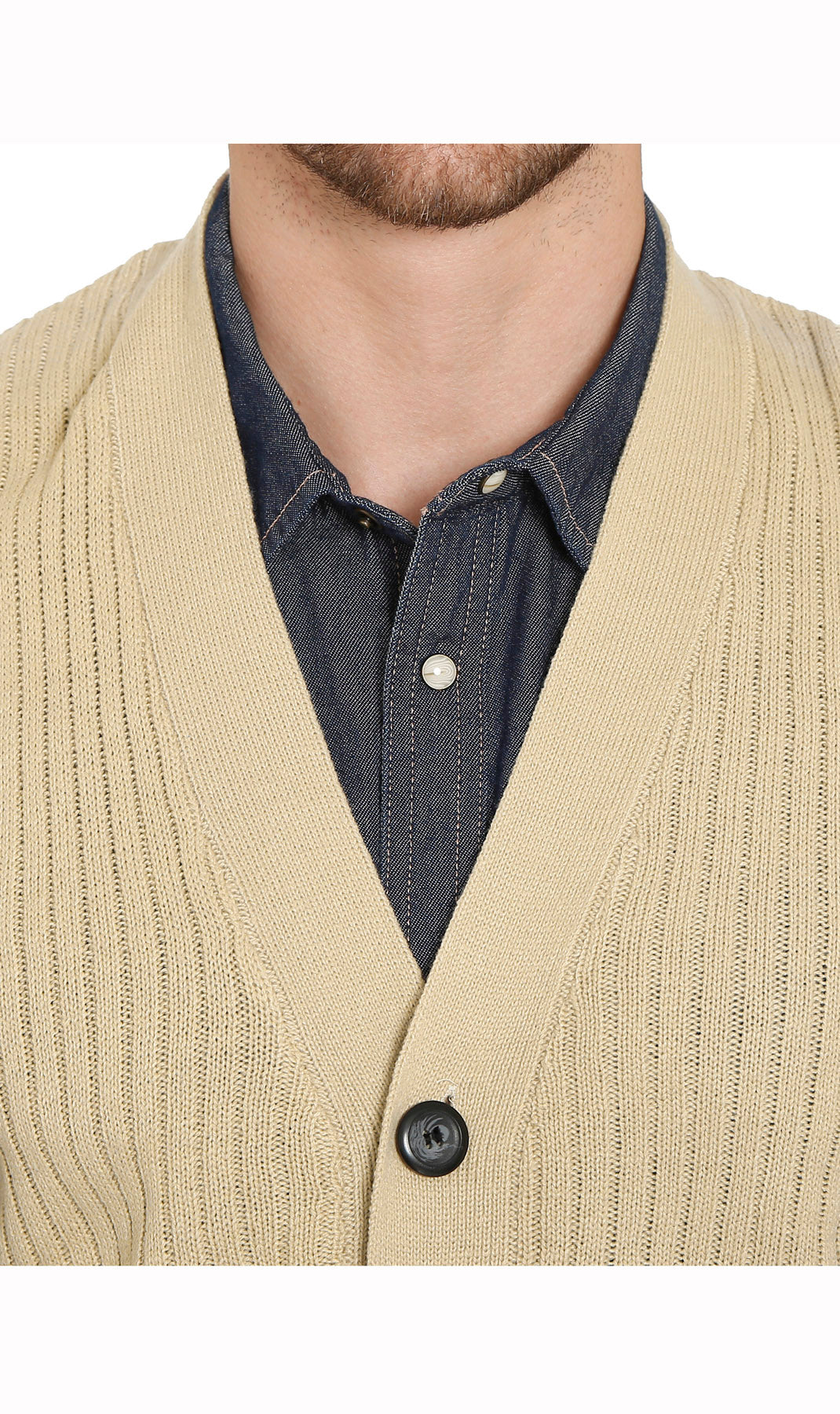 Men's Button Front Rib Knit Sweater Vest with Pockets — Relaxed Fit