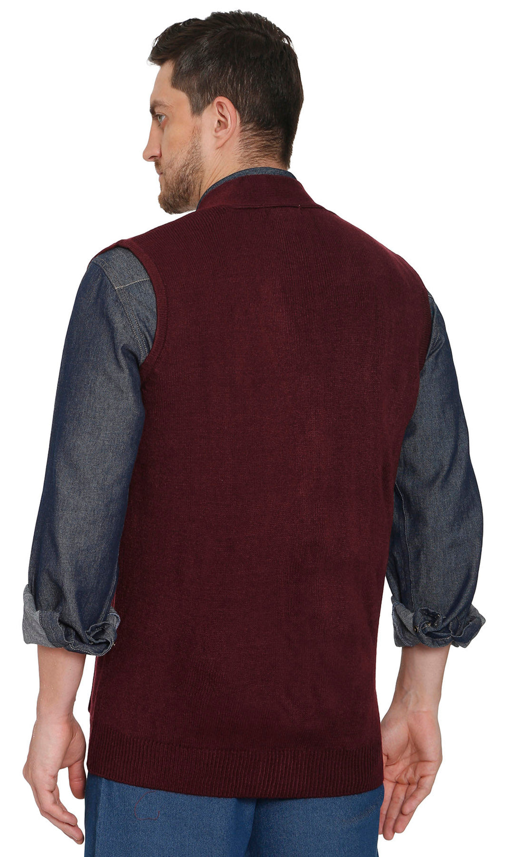 Men's Cashmere-Like Button Front Flat Knit Sweater Vest with Chest Pockets