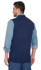 Men's Cashmere-Like Button Front Flat Knit Sweater Vest with Chest Pockets