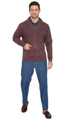 Men's Jacquard Knit Shawl Collar Cardigan Sweater