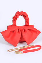 Crinkle Handle Large Bow Tie Clutch Bag