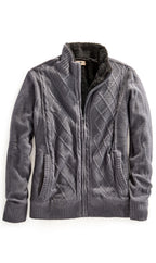 Men's Sherpa Fleece Lined Zip Front Sweater Jacket