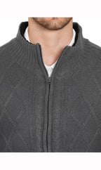 Men's Sherpa Fleece Lined Zip Front Sweater Jacket