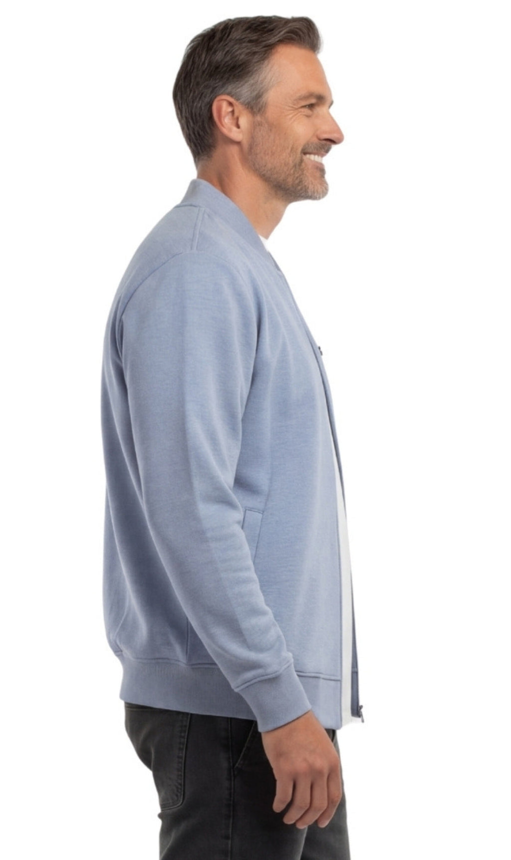 Men's Zip-Up Baseball Fleece Jacket — Lightweight Cotton Blend