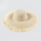 Big sun hat with fringe trim