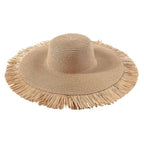 Big sun hat with fringe trim