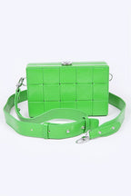 Weaved Textured Box Crossbody Bag