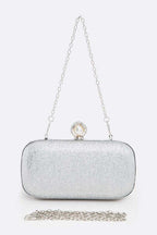 Crystal Flower Statement Satin Heart Shape Clutch