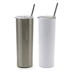 20oz Blank Gloss White, Matte White or Silver Stainless Skinny Straight Sublimation Tumblers