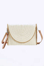 Solid Color Straw Convertible Swing Clutch Bag