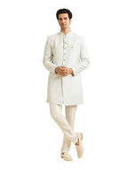 Manyavar MenS Art Silk Mandala Pattern Kurta Set (Warm White,Xl)