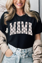 MAMA Checkered Mothers Day Graphic T Shirts