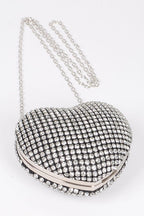 Rhinestone Heart Shape Box Clutch