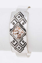 Engraved Aztec Stone Open Bagle