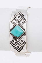 Engraved Aztec Stone Open Bagle