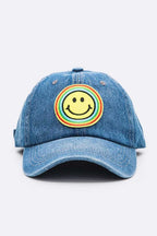 Rainbow Smiley Face Denim Cap