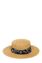 Bandana Wrap Flat Top Straw Hat