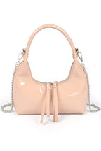 Patent Faux Leather Top Handle Convertible Bag