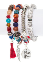 LOVE Mix Charm And Beads Layered Bracelet Set