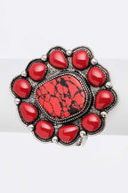 Oversize Stone Flower Open Bangle