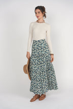 Tiered Maxi Skirt- Leopard Floral