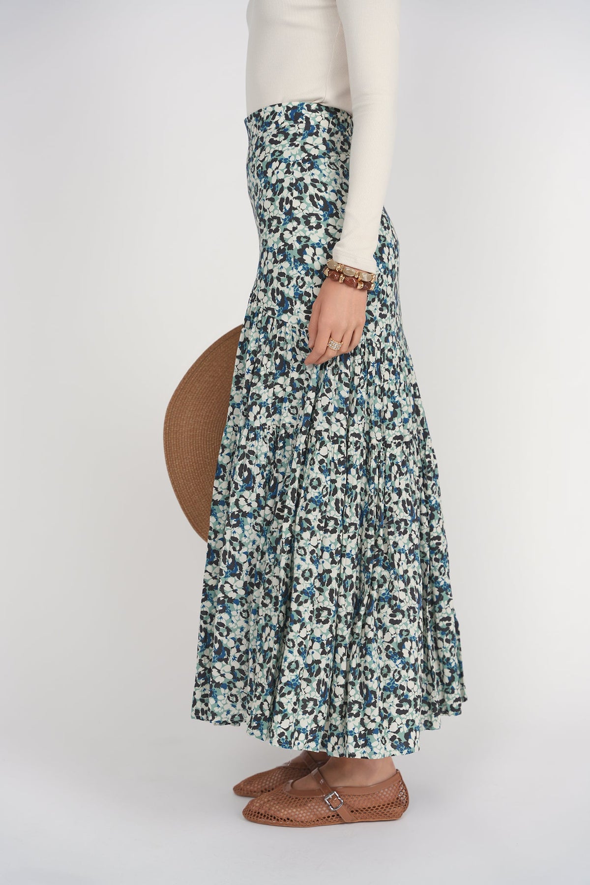 Tiered Maxi Skirt- Leopard Floral