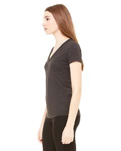 Ladies Triblend Short-Sleeve Deep V-Neck T-Shirt - BLUE TRIBLEND - S(D0102H7WBM2)